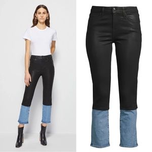 Jonathan Simkhai Two-Tone Straight Leg Jeans in Black and Light Blue